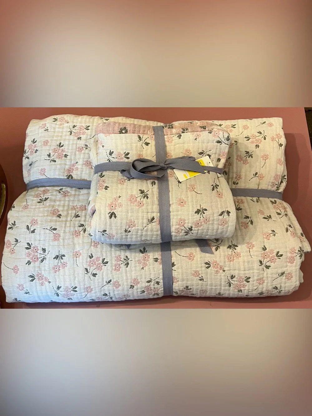 Anthropologie Floral Field Cotton Floral Jacquard Coverlet and Shams, Queen